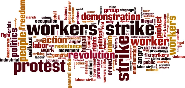 Werknemers staking word cloud — Stockvector