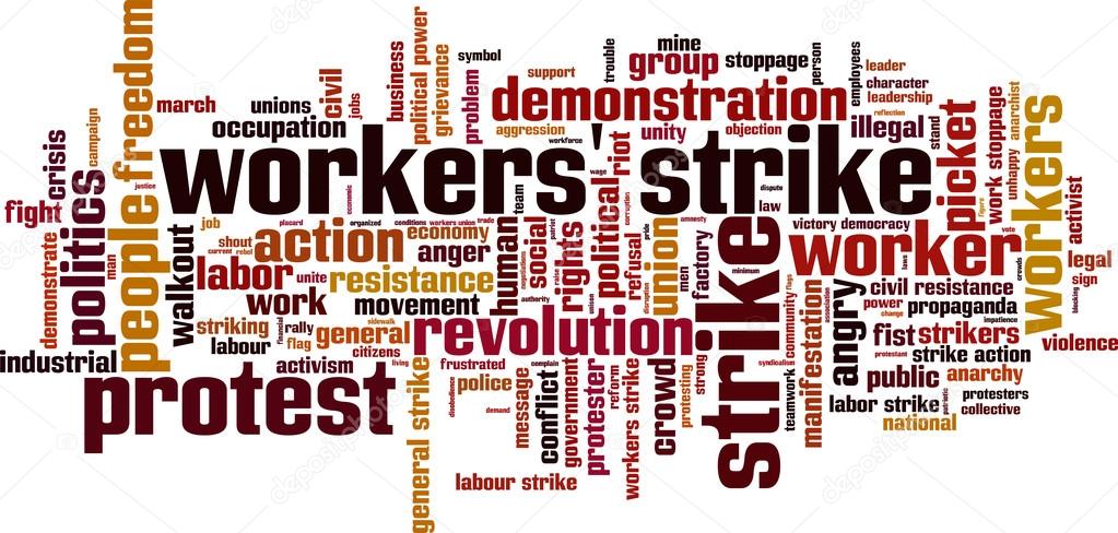 Workers' strike word cloud