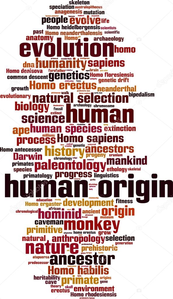 Human origin word cloud