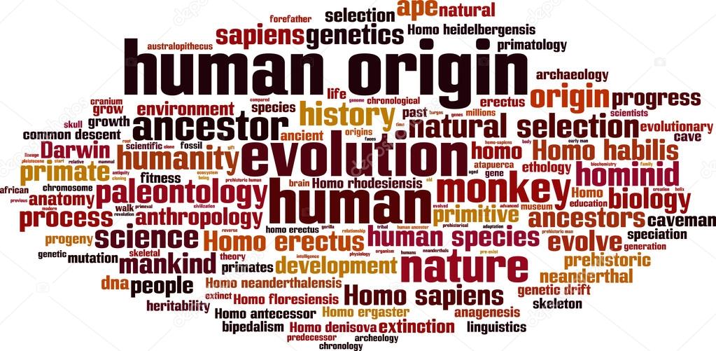 Human origin word cloud