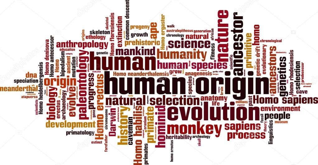 Human origin word cloud