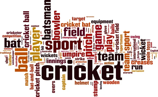 Nuage de mots de cricket — Image vectorielle