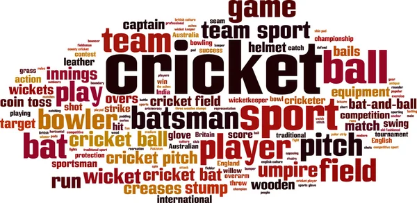 Nuage de mots de cricket — Image vectorielle