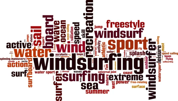 Windsurfing slovo mrak — Stockový vektor