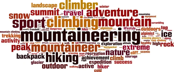 Wortwolke beim Bergsteigen — Stockvektor
