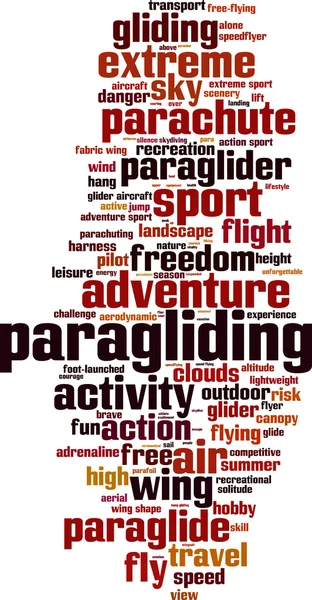 A paragliding szó felhő — Stock Vector