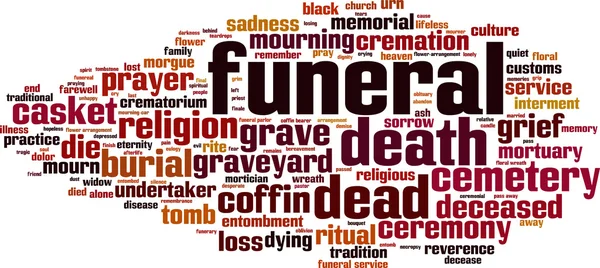 Funeral word cloud — Stock Vector