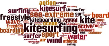 Kitesurfing word cloud clipart