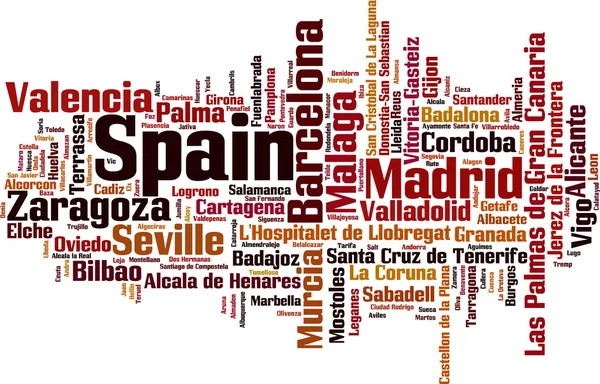 Cities in Spain word cloud — Stock Vector