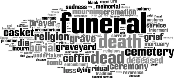 Funeral word cloud — Stock Vector