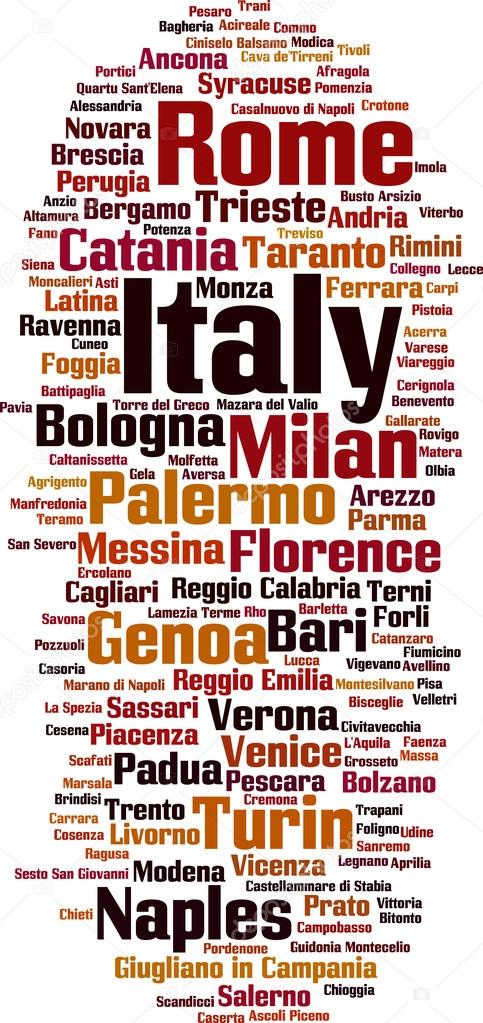 Cities in Italy word cloud