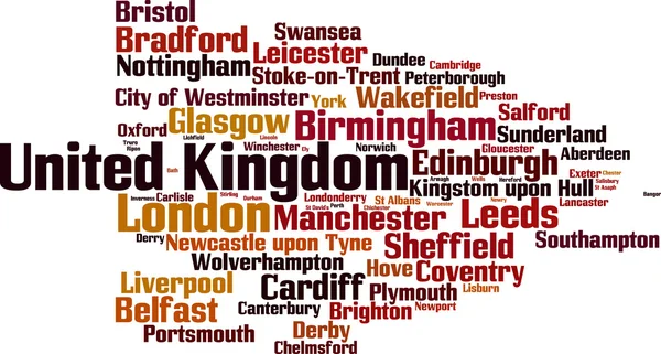 Städer i Storbritannien word cloud — Stock vektor