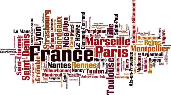 Città in France word cloud — Vettoriale Stock