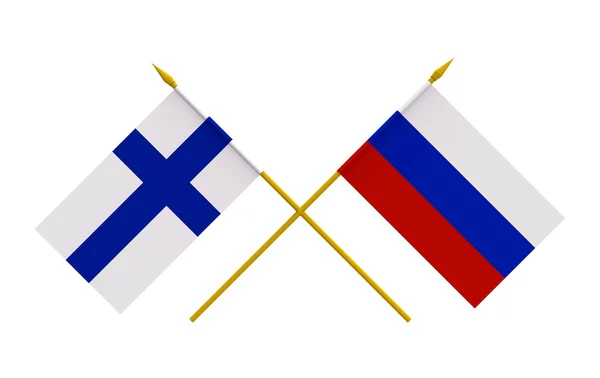 Drapeaux, Finlande et Russie — Photo