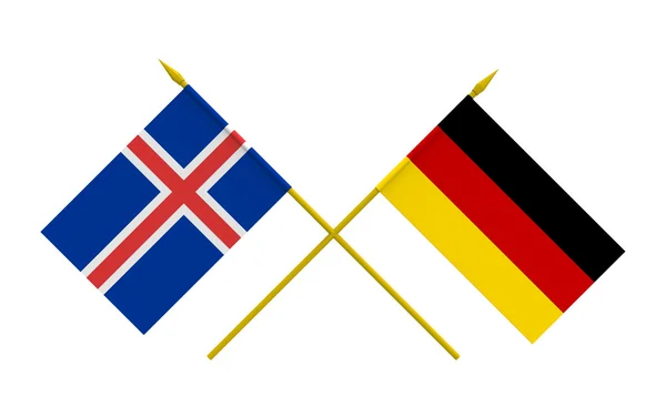 Drapeaux, Allemagne et Islande — Photo