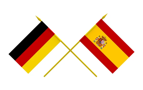 Vlaggen, Duitsland en Spanje — Stockfoto