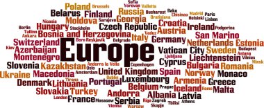 Ülkeler Europe kelime bulutu
