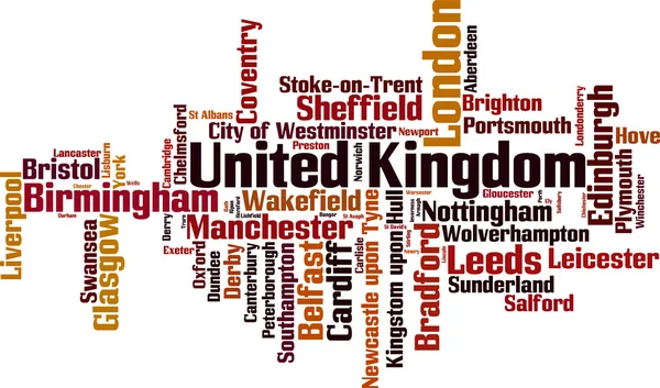 Städer i Storbritannien word cloud — Stock vektor