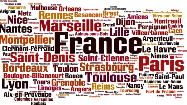 Städer i Frankrike word cloud — Stock vektor