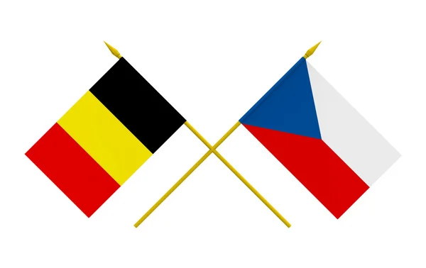 Flags, Belgium and Czech — Stock Photo, Image