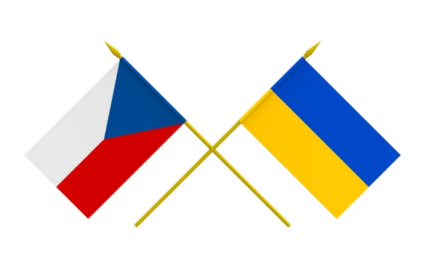 旗帜、 捷克和乌克兰 — 图库照片