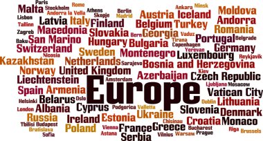 Ülkeler Europe kelime bulutu