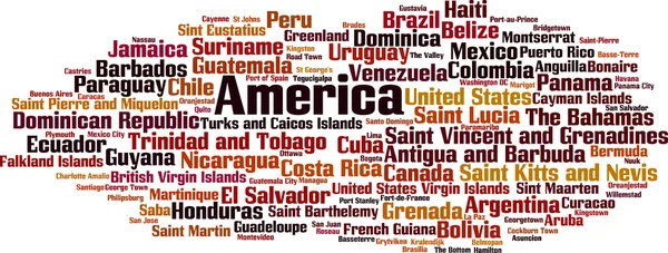 Countries in America word cloud — Stock Vector