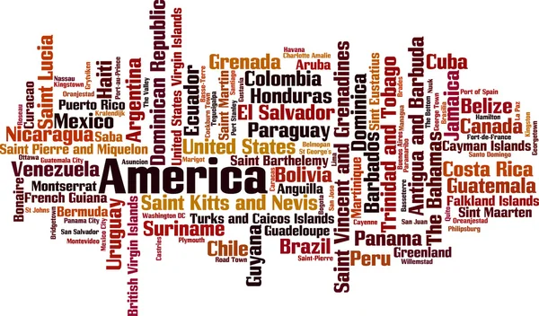 Países en América palabra nube — Archivo Imágenes Vectoriales