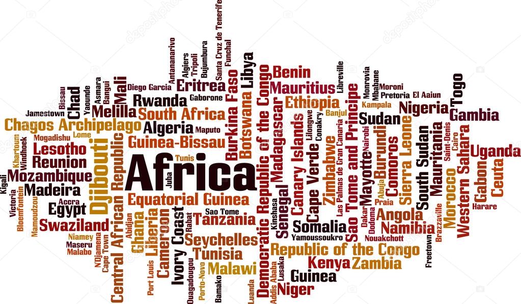 Countries in Africa word cloud