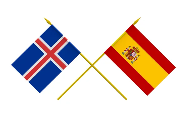 Drapeaux, Islande et Espagne — Photo