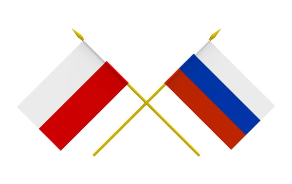 Flags, Poland and Russia — Stock Photo, Image