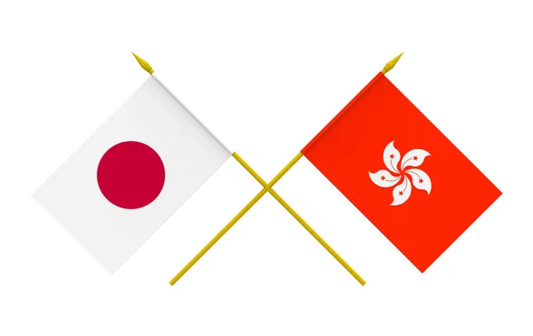 Flags, Japan and Hong Kong — Stock Photo, Image