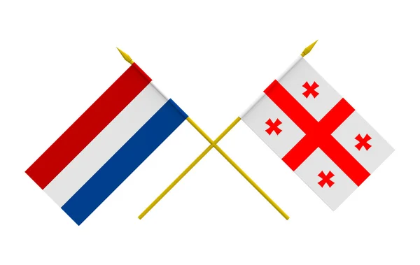 Flags, Georgia and Netherlands — Stock Photo, Image