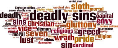 Deadly sins word cloud clipart