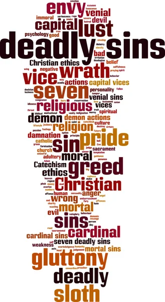 Deadly sins word cloud — Stock Vector