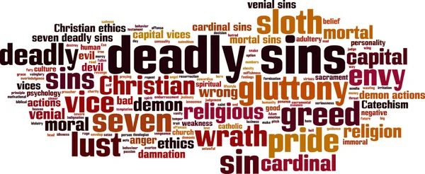 Deadly sins word cloud — Stock Vector