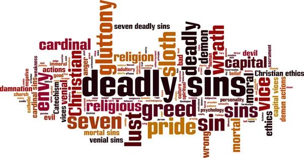 Deadly sins word cloud — Stock Vector