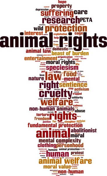 Nube di parole sui diritti degli animali — Vettoriale Stock