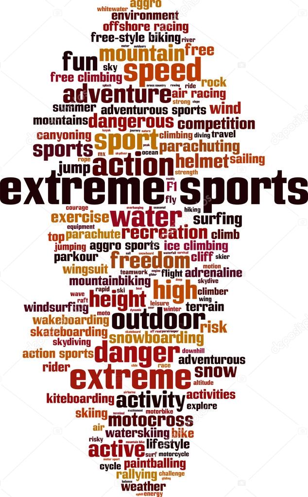 Extreme sports word cloud