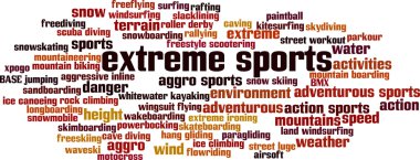 Extreme sports word cloud clipart