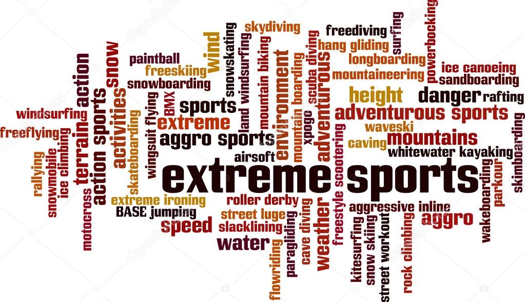 Extreme sports word cloud