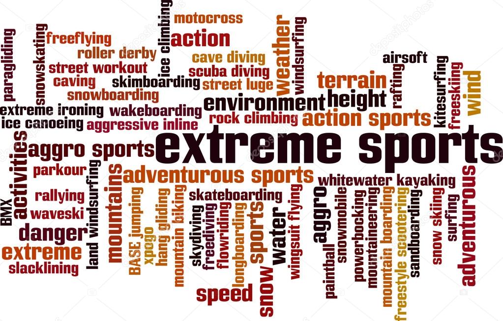 Extreme sports word cloud