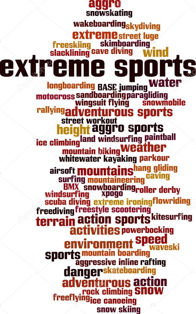 Extreme sports word cloud