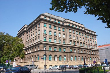 Mihanoviceva caddesindeki sigorta şirketinin inşaatı, mimar Rudolf Lubynski 'nin Zagreb, Hırvatistan' daki bir projesine göre, ZAGREB, CROATIA 31 Temmuz 2020 1928 'de inşa edildi.