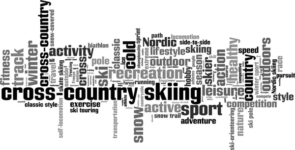 クロスカントリー スキーの単語の雲 — ストックベクタ