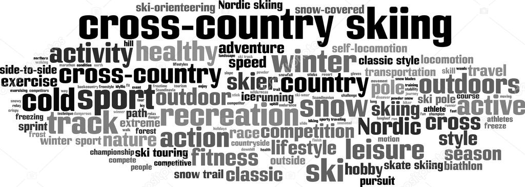 cross-country skiing word cloud