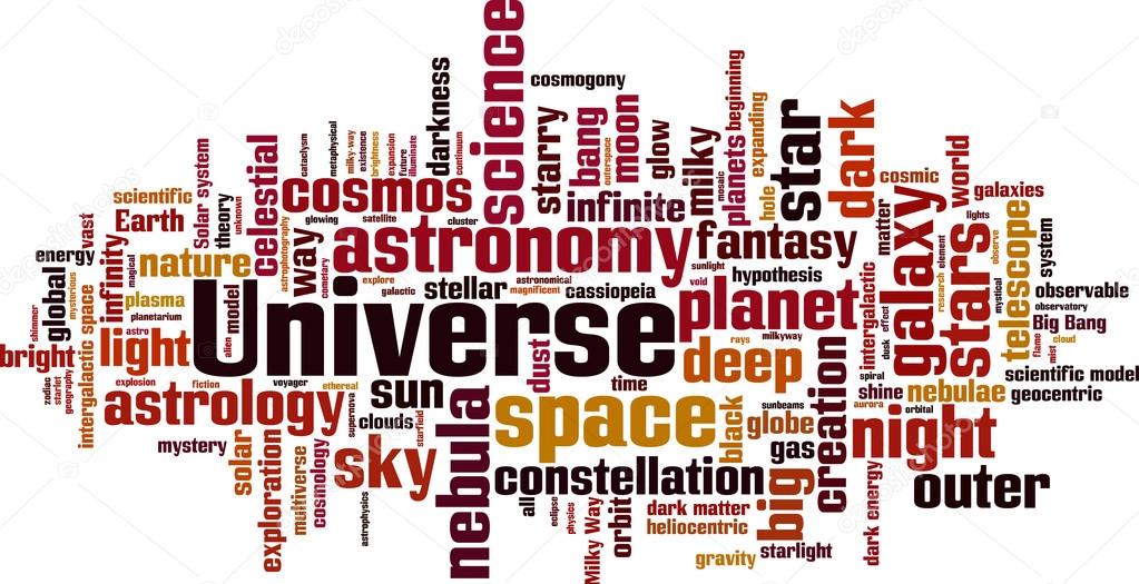 Universe history word cloud