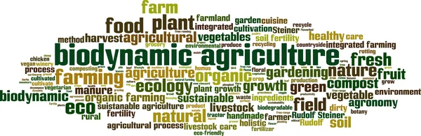 Biodynamique agriculture mot nuage — Image vectorielle