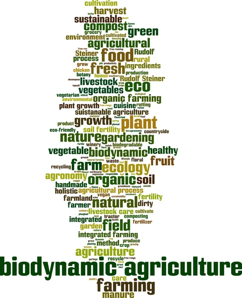 Agricoltura biodinamica parola nube — Vettoriale Stock