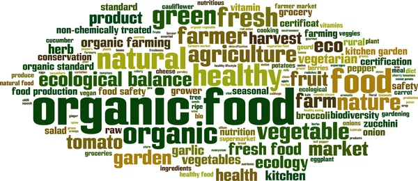 Alimentos orgánicos palabra nube — Archivo Imágenes Vectoriales